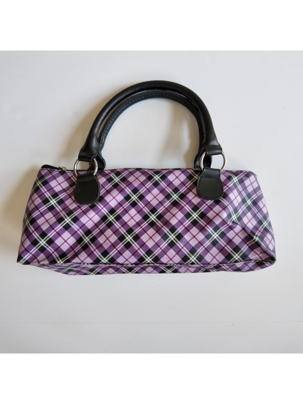 y2k plaid shoulder bag purple / Lunch box / wine bag vintage 2000s